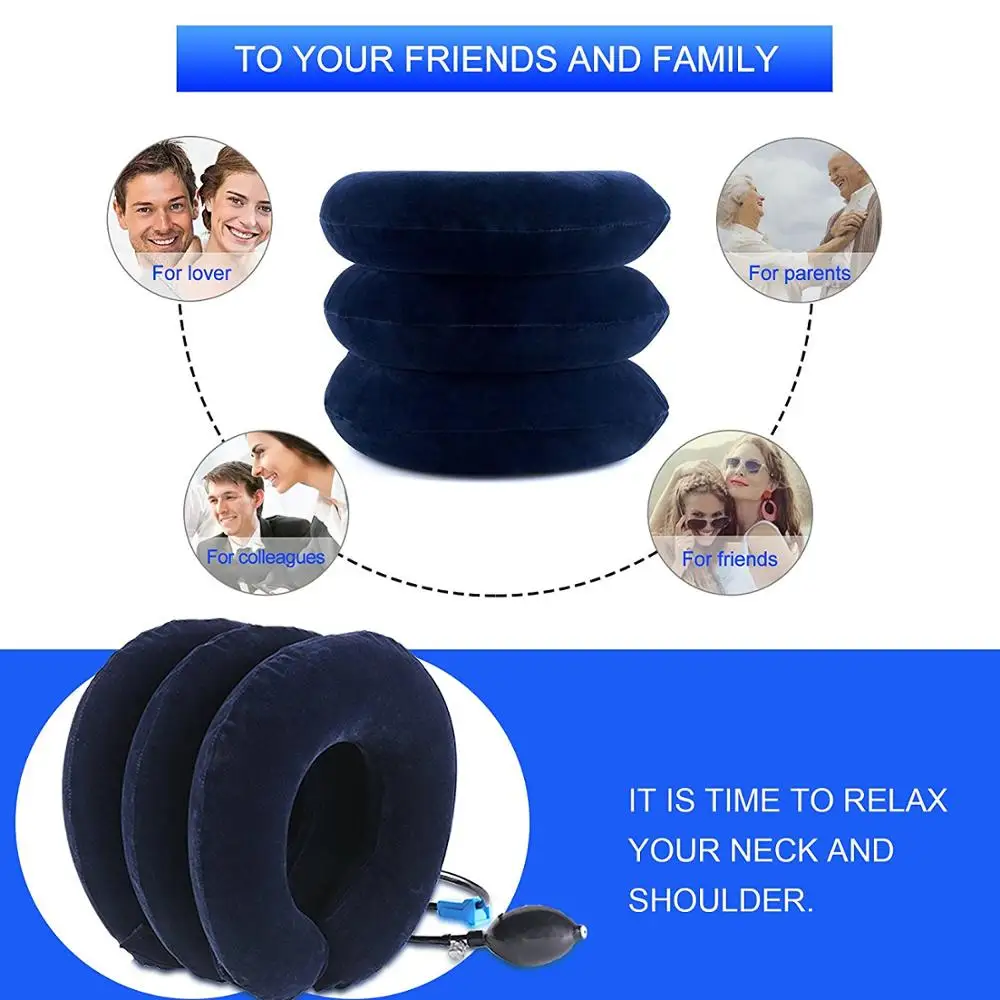 Almohada de cuello en U almohada inflable de aire cuello Cervical hombro Tractor dolor relajarse apoyo masajeador coj�n de tracc