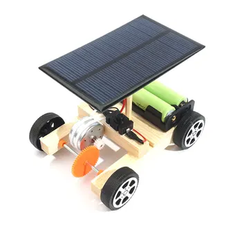 

DIY Solar Electric Car Wooden Assembly Science Model Solar Car Toys with Battery Educational Solar Powered Toys for Children
