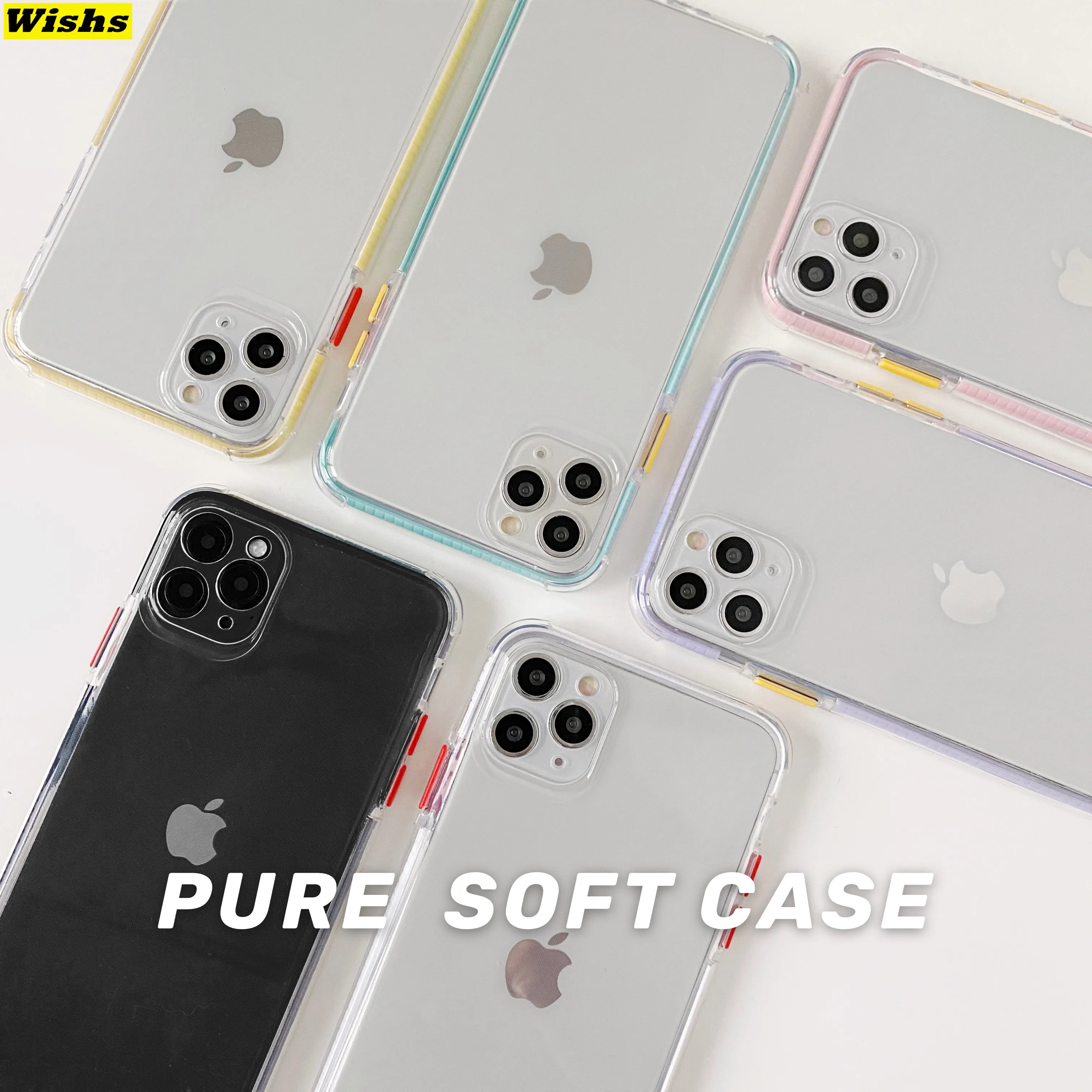 

Fashion Colors bumper Transparent Phone Case For iPhone 11 Pro MAX XR X XS MAX 7 8 Plus Soft silicone TPU Case For iPhone SE2020