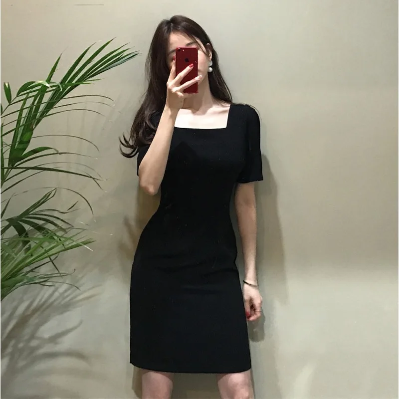 

2020 Spring And Summer New Style WOMEN'S Dress Horizontal Neck off-Shoulder Loose-Fit Slimming Hepburn Black Dress Black And Whi