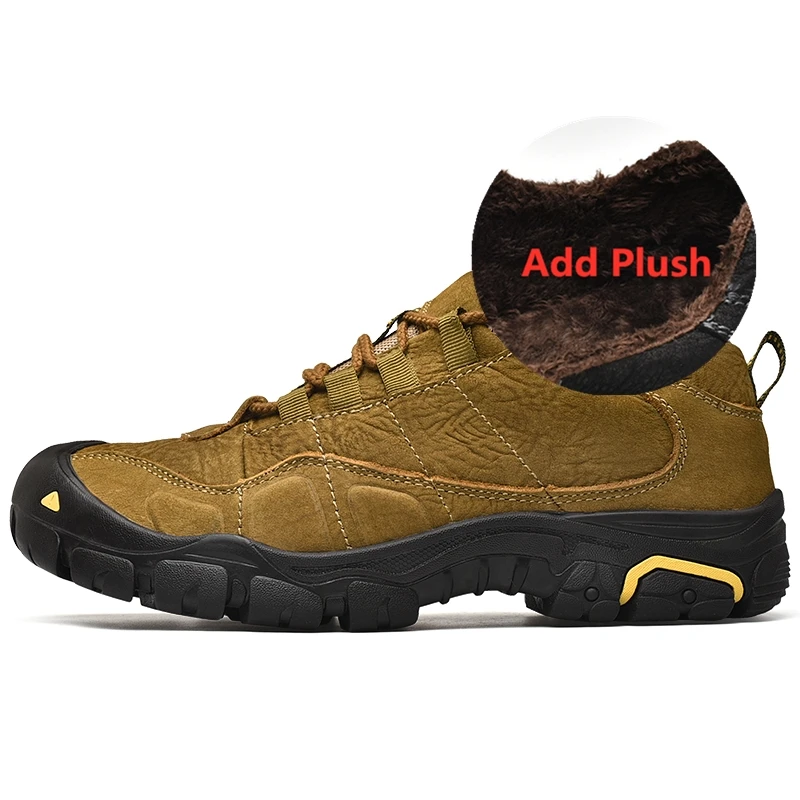 Khaki-Plush 01 Мужская повседневная обувь; кроссовки; Новинка; Высококачественная Винтажная обувь из натуральной кожи; обувь из воловьей кожи в британском стиле для улицы и досуга - Цвет: Khaki-Plush 01