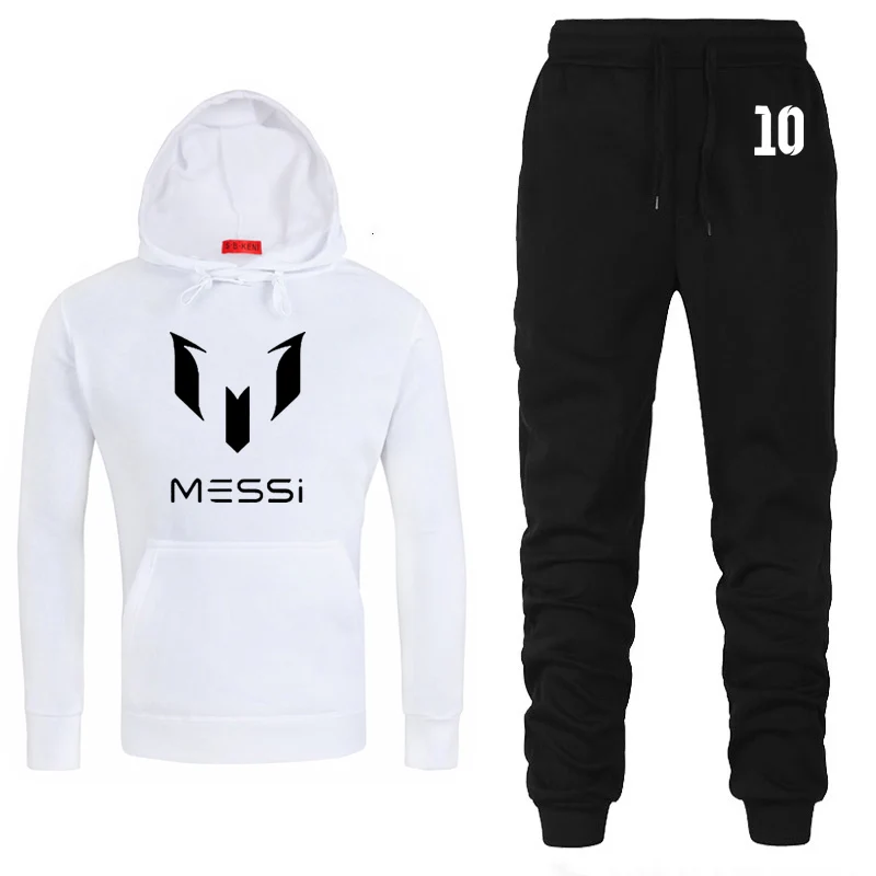 Мужские толстовки с принтом Месси; спортивная одежда; мужские толстовки; повседневные флисовые толстовки унисекс; Harajuku; Спортивный костюм; мужские толстовки с капюшоном; брюки; костюм из 2 предметов - Цвет: 802