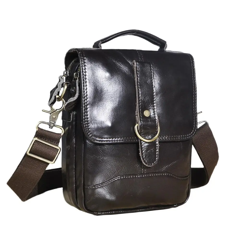 Mens Messenger Bag Original Leather Male Design Casual Shoulder messenger bag cowhide Fashion 8" Tote Crossbody Mochila Satchel bag For Men 143-g