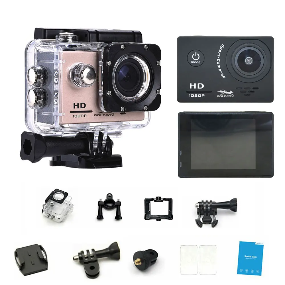 

100% Goldfox Action Camera HD 1080P 2.0" LCD Screen 120D Go Underwater 30M Waterproof pro Video Recording Cameras Mini Sport Cam