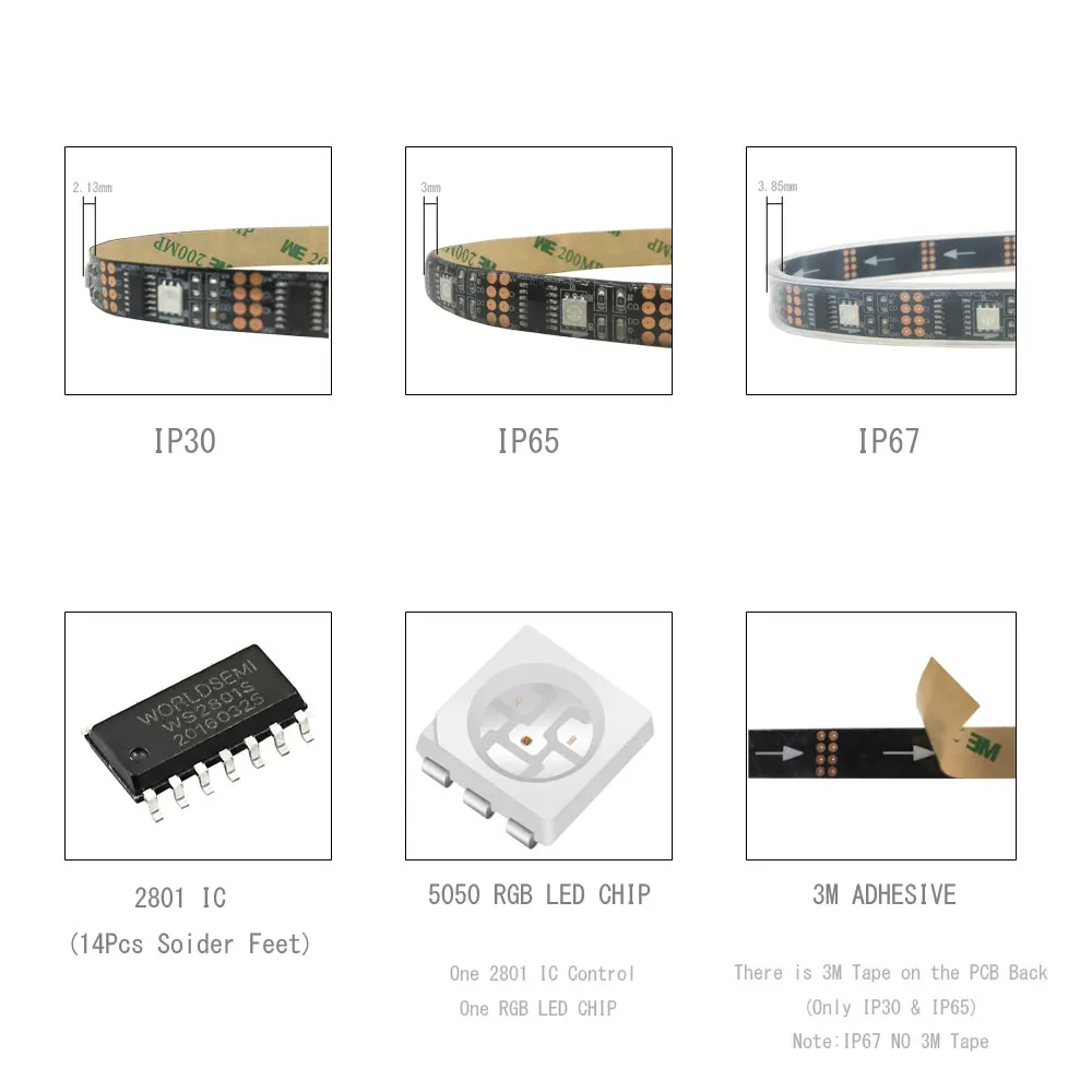DC5V WS2801 интеллектуальная светодиодная лента SMD5050 32Led/m индивидуально Адресуемая лента полный цвет мечты светильник IP30 IP65 IP67