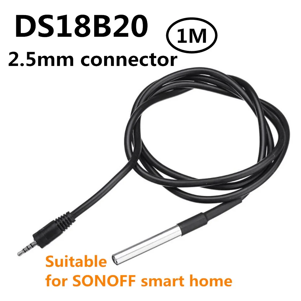Водонепроницаемый датчик температуры SONOFF для умного дома DS18B20 разъем 2 5 мм