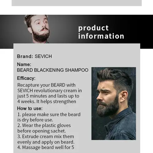 Sevich Long Lasting Beard Dye Shampoo For Men Beard Dying Removal White Grey Beard Hair Men Black Beard Care Tint Cream Shampoo - Image 2