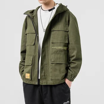 

Zogaa 2019 Spring Autumn Men's Jacket Japanese Style Oversize Casual Multi-pocket Tooling Jackets Youth Casual Hooded Coats Men