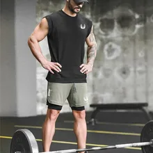 Мужские модные шорты 2 в 1, одежда для спортзала, уличные тренировочные штаны, двухслойные шорты-боксеры, шорты со встроенными карманами на бедрах, карманы на молнии