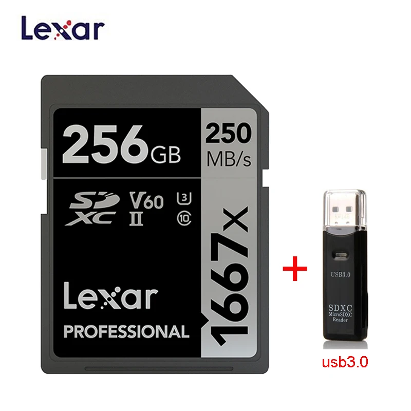Оригинальный Lexar 250 МБ/с. 1667x SD Card 64 GB 128 GB 256 GB SDXC UHS-II U3 карты флэш-памяти для 3D 4 K цифровой Камера
