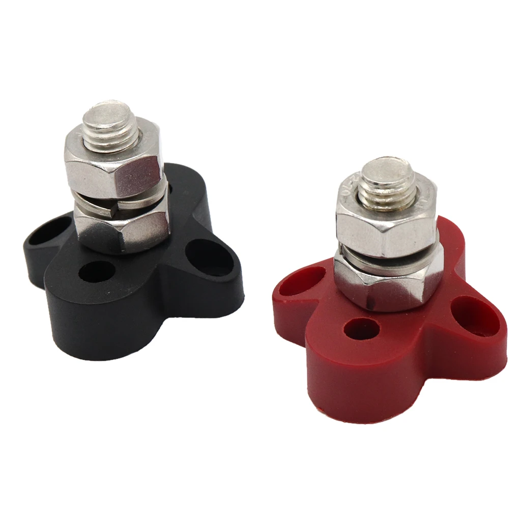 2pcs 3/8inch Marine Stainless Steel Insulated Terminal Block with Single Stud
