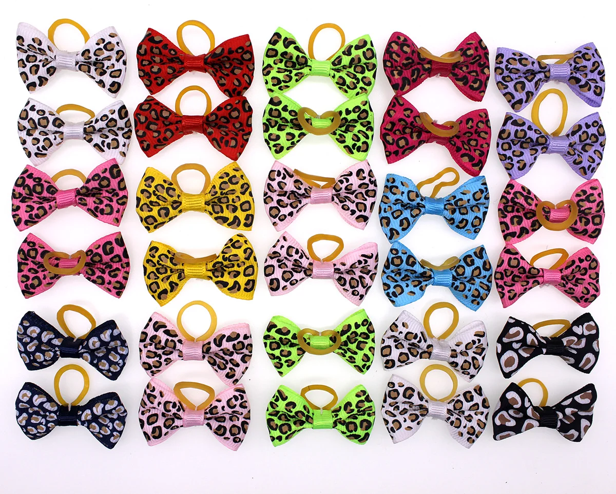 10pcs Pet Puppy Cat Dog Hair Bows with Rubber Bands Dog Grooming Accessories for Small Dogs Pet Supplies