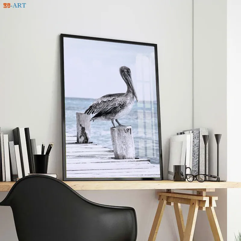 Синий пейзаж Картина на холсте море плакат с волнами длинные штанишки принтом