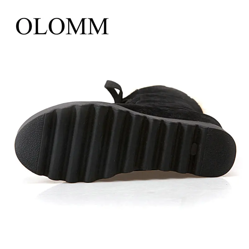 OLOMM/ г. Новая зимняя женская обувь теплые зимние ботинки больших размеров модные ботильоны на высоком каблуке с круглым носком женские AB-29