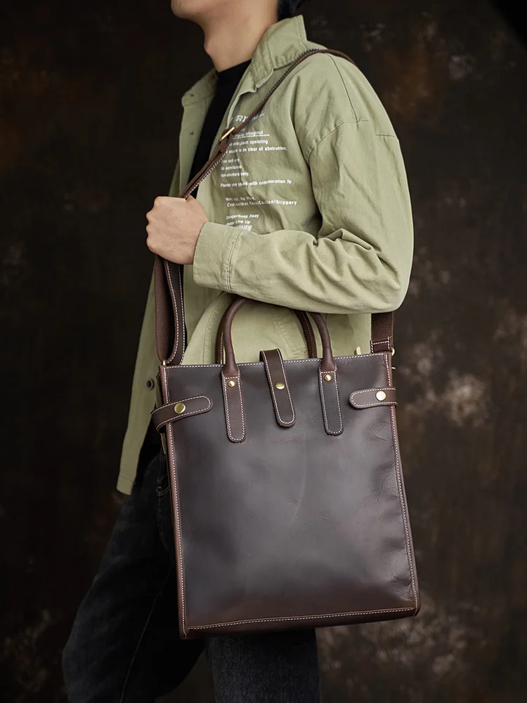 NUPUGOO-maletín Vintage para hombre, bolso informal de cuero genuino, bolso de mano de negocios, bolsos de hombro para trabajador de oficina para 13_voghion.com