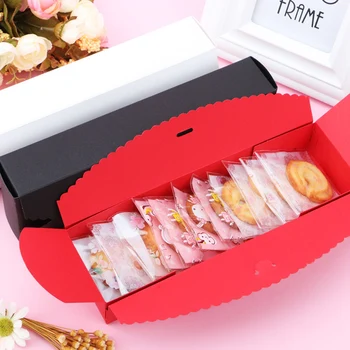 

20pcs 4-Cavity Cranberry Cake Packaging Box Mooncake Container Macaron Gift Boxes for Home Dessert Shop (Red)