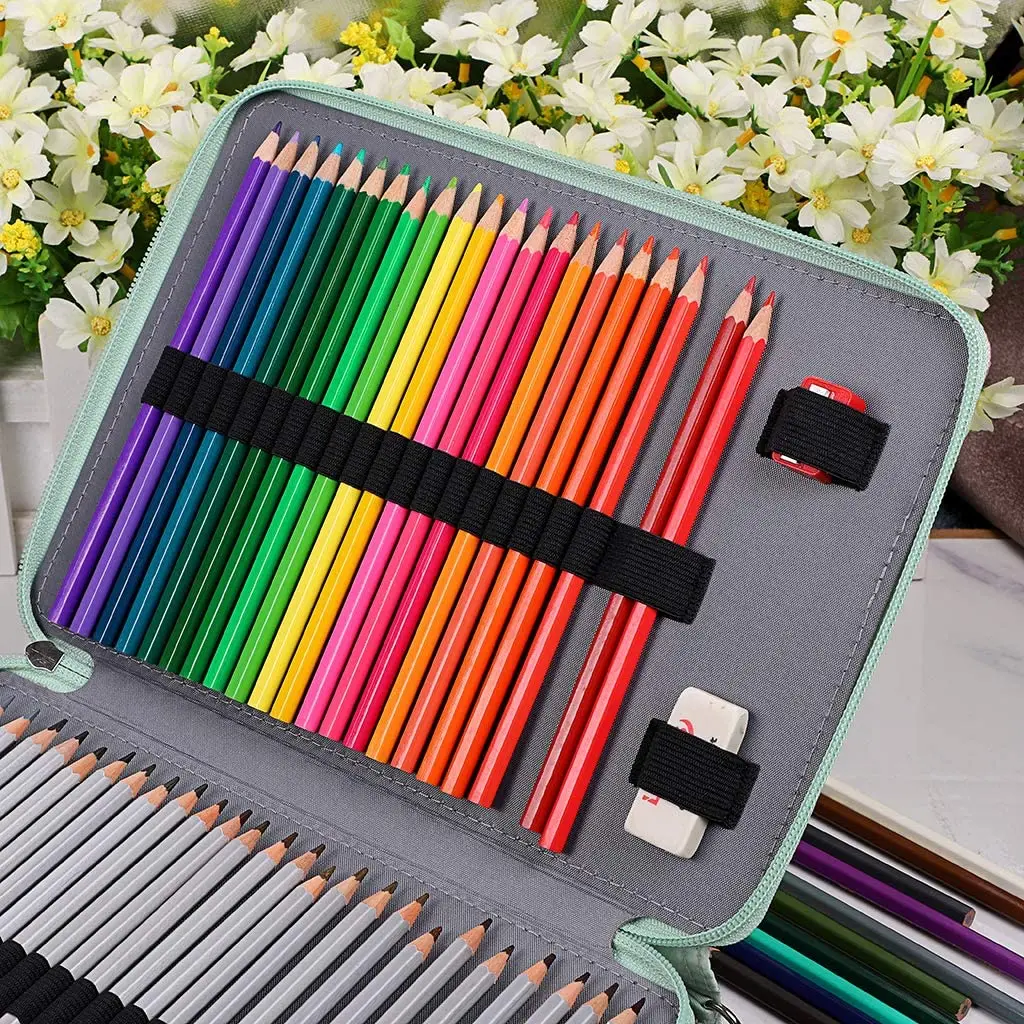 Colored Pencil Case- 200 Slots Pencil Holder Pen Bag Large Capacity Pencil  Organizer with Handle Strap Handy Colored Pencil Box - AliExpress