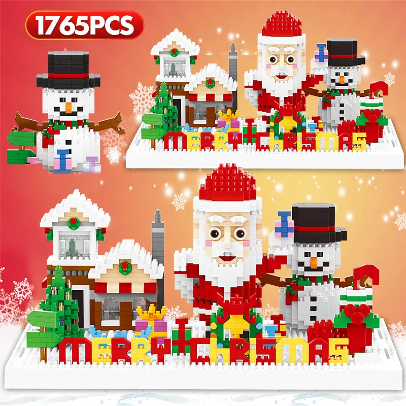 

LOZ 1765pcs Mini Bricks DIY Assembly Santa Claus Snowman Christmas House Builiding Blocks Educational Toys for Children Gifts