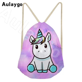 

Aulaygo Custom Cute Unicorn Cartoon Printed Swimming Bags Women Small Draw-string Bag Rainbow Birthday Gift For Kids Girls 2020