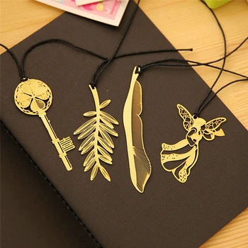 

4PCS Mini Cute Kawaii Gold Metal Bookmark Paper Clip Antique Plated Butterfly Dragonfly Bookmarks Korean Statioenry