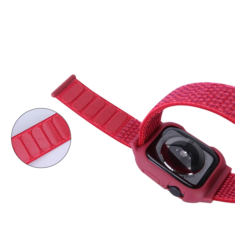 Чехол+ ремешок для часов apple watch band iwatch 5 4 3 pulseira correa apple watch 42 мм 44 мм 38 мм 40 мм нейлоновый браслет+ силиконовый чехол