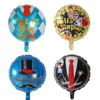 

50pcs 18inch Spanish Happy Father's Day Helium Globos Feliz Dia Super Papa Foil Balloons father mother Party Decoration Baloes