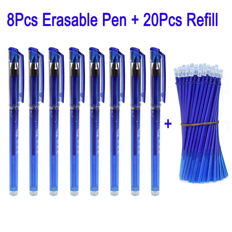 DELVTCH 8+ 20 шт/набор стираемые гелевые ручки синие чернила 0,5 мм стирающиеся ручки стержни для школы офисные ручки канцелярские инструменты