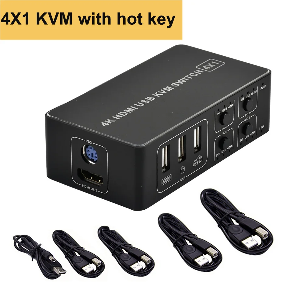 4 порта HDMI KVM переключатель 2 порта USB HDMI KVM переключатель для 2 ПК ноутбук обмен 1 HDMI монитор и UBS Мышь Клавиатура