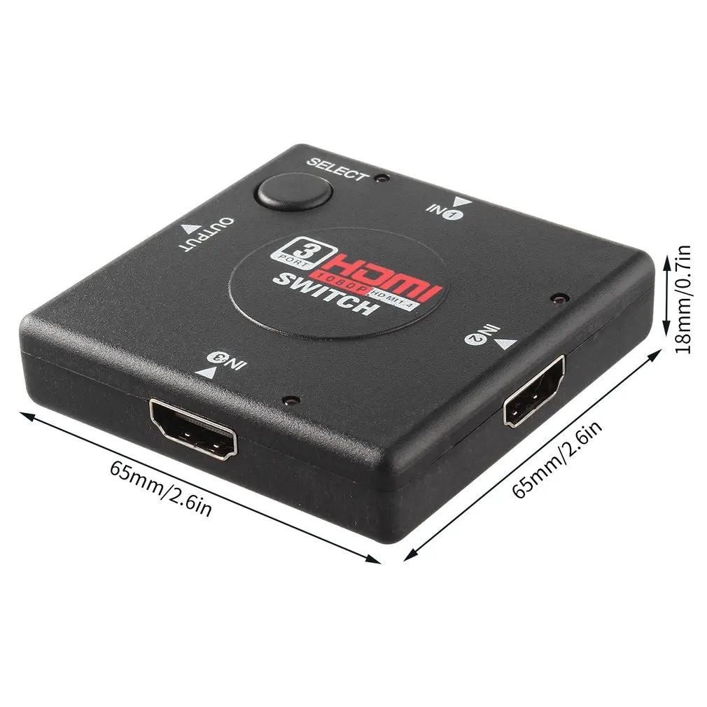 Мини 3 переключателя высокой четкости порта HDMI сплиттер HDTV HD DVD 1080P Vedio адаптер