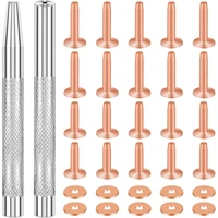 20Pack Copper Rivets and Burrs (14mm and 19mm) with 2Pcs Punch Rivet Tool for Belts, Bags, Collars, Leather-Crafting 1