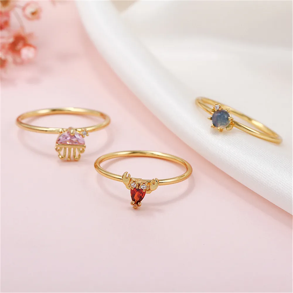 Anello Di Animali Marini Con Zirconi Colorati Di Moda Per Donne E Ragazze Simpatico Granchio Delfino Medusa Bague Femme Regalo Migliore Amico