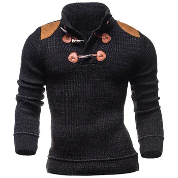 

ZOGAA 2019 Men Sweater Long-sleeved Button Knitted Shirts Large Size Double Breasted Pullovers Solid Men Winter Clothes
