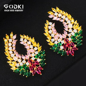 

GODKI 41mm Luxury Popular Waterdrop Full Mirco Paved Cubic Zircon Naija Wedding Earring Fashion Jewelry