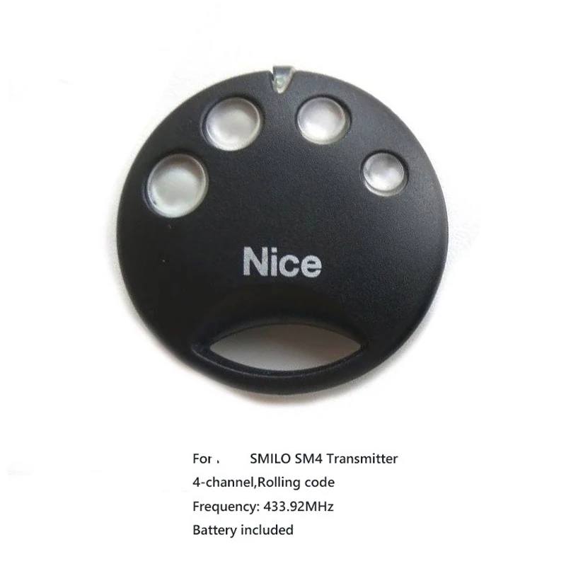 

1pieces NICE SMILO SM4 replacement remote control 433.92mhz Transmitter key fob rolling code