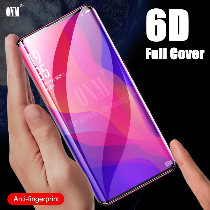 6D закаленное стекло для Oppo Find X полное покрытие изогнутая Защитная пленка экрана