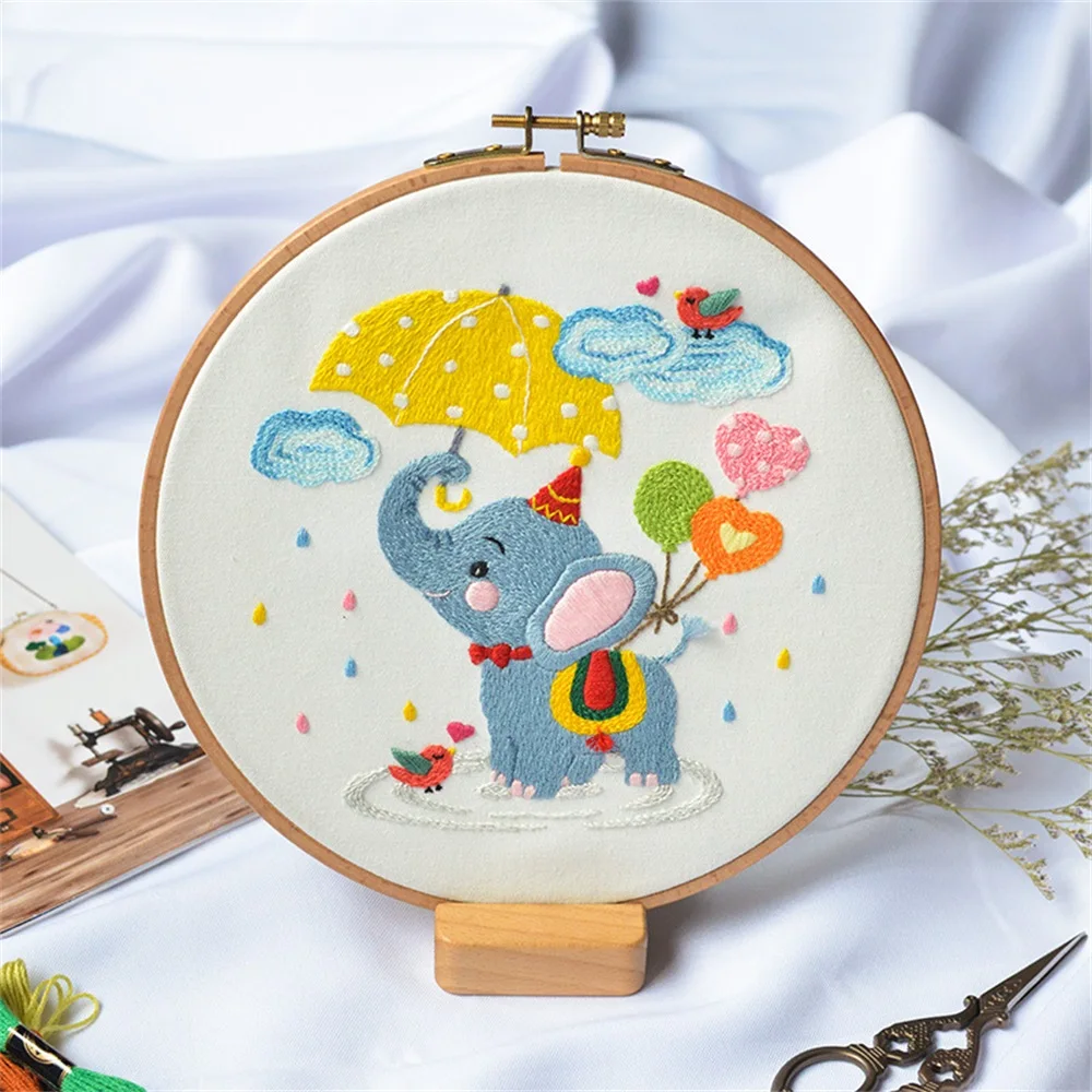 Beginner Embroidery Kits Cartoon Pattern Diy Embroidered Material Set Hand Needlework Craft Kit Needle Arts Cross Stitch Decor