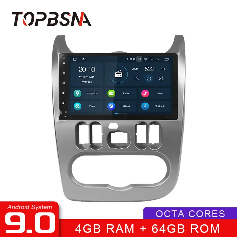 

TOPBSNA 4G+64G Android 9.0 Car DVD Player For Duster Dacia Logan Sandero 1 Din Car Radio Multimedia WIFI Stereo Headunit IPS RDS