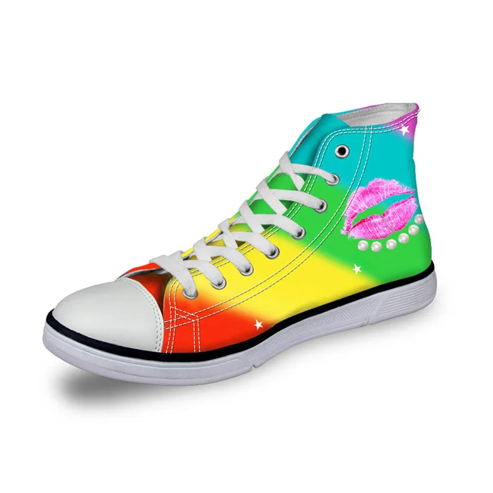 Hightop Sneakers Men Shoes Rainbow Customized Canvas Shoes Colorful High Ankle Cool Casual Men Shoes Drop Shipping Hot New