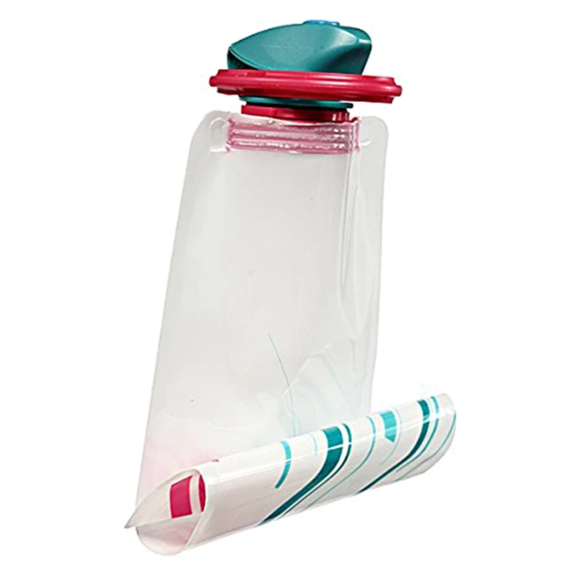 2pcs 700 ML Foldable Reusable Water Bag Drink Bottle BPa Bicycle Bottle White Black