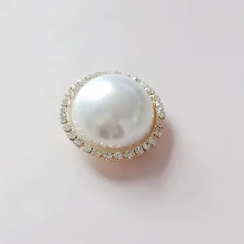 

10 PCS 31mm Metal Alloy Clasps Crystal Rhinestones Imitation Pearl C Button Decorative Accessories For Jewelry Making