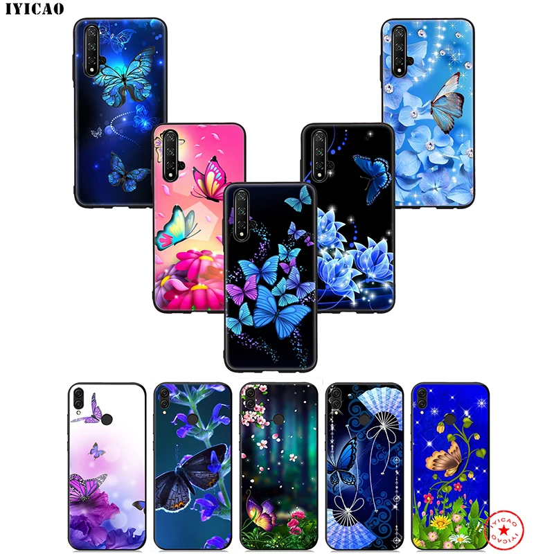 Butterfly Blue Luxury Soft Case for Huawei Honor 20 10 9X 9 8C 8X 8 7X 7C 7A 6A Nova 5i 4 3i 2 2i Lite Pro View Note |