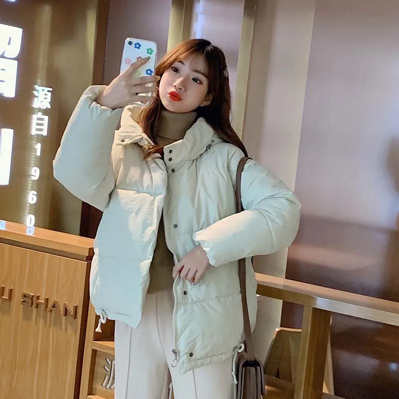 off white Зимнее пальто, женское элегантное пуховое пальто с капюшоном, Корейская зимняя куртка, пальто, парки, Женское пальто, женская верхняя одежда, куртка - Цвет: off white