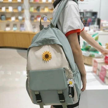 

Girl Student Flower Backpack Cute Waterproof Nylon Women School Bag Harajuku Lady Kawaii Backpack Female College Book Bag Trendy