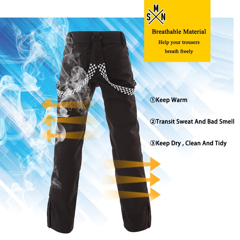 SMN Snowboard Bib Anti-Cold Pants Women Winter Water-Resistant Windproof Breathable Solid Color Outdoor Sports Skiing Trousers