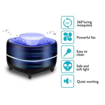 

USB LED Radiation-free Silent Mosquito Killer Lamp Bug Zapper with Built-In Fan Mosquito Catcher Trap Pest Reject for Home Room