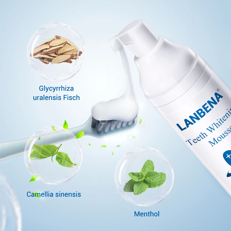 LANBENA Teeth Whitening Mousse Tooth Whitening Cleaning White Teeth Oral Hygiene Toothpaste Bleaching Remove Stains Dental Tool