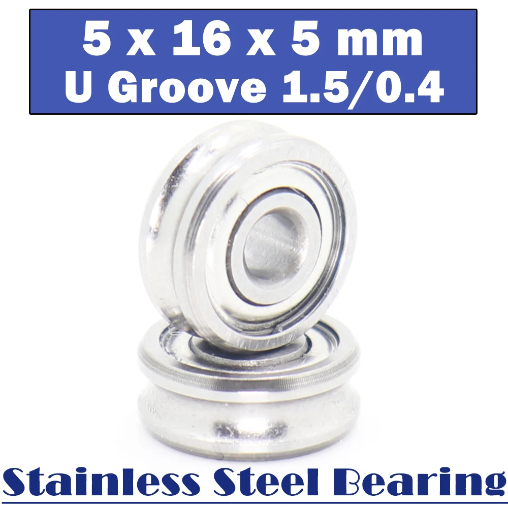 

625ZZ Outer Ring With U groove Stainless Bearings 5*16*5 mm ( 2 PCS ) Miniature Fishing Rod Reel Pulley U Groove Wheel Bearings