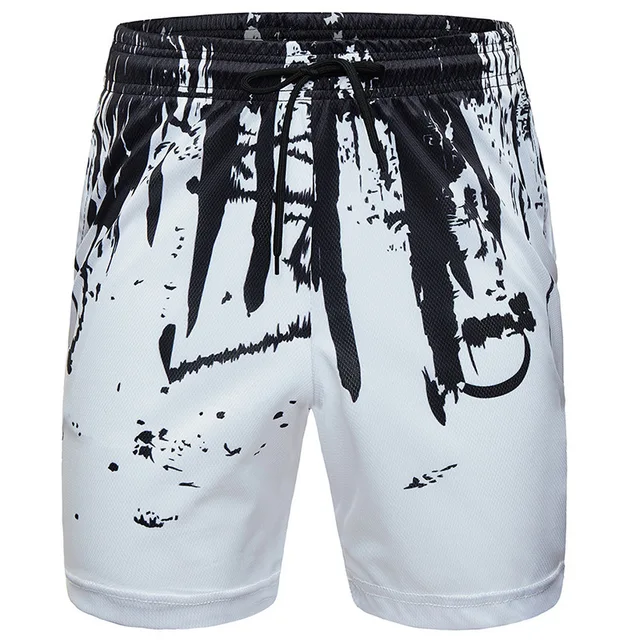 Men Casual Shorts Fashion Printed Joggers Short Sweatpants 2021 Summer Drawstring Hip Hop Slim Workout Shorts Plus Size white