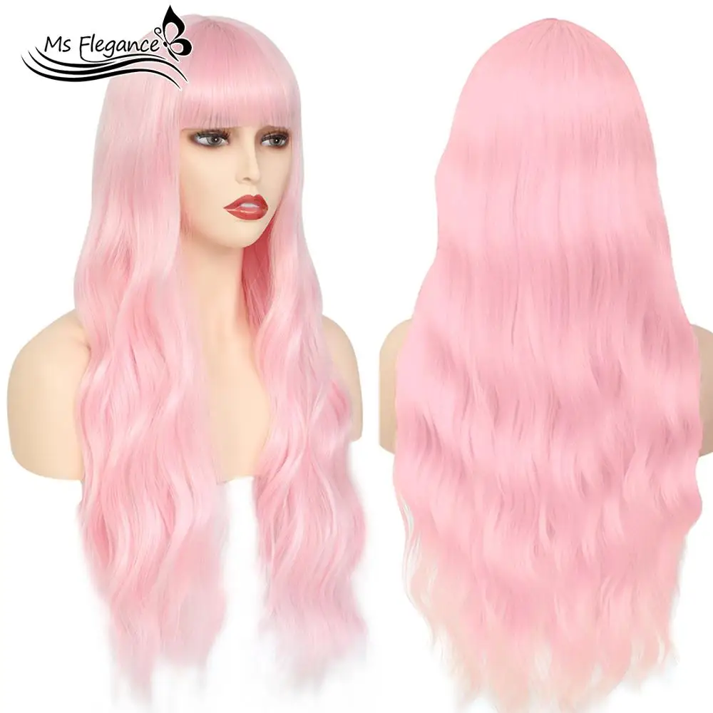 

MS FLEGANCE Woman's Long Water Bob Wave Synthetic Wigs with Bangs Heat Resistant Cosplay Wigs for Women Lolita Wig Daily Party