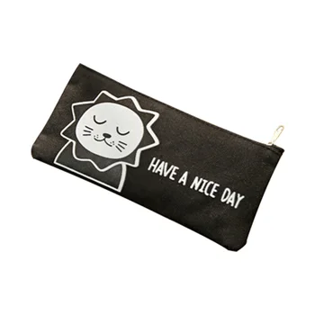 

School Practical Students Multipurpose Canvas Bag Cartoon Animal Cute Large Capacity Pencil Case Stationary Supplies Zipper
